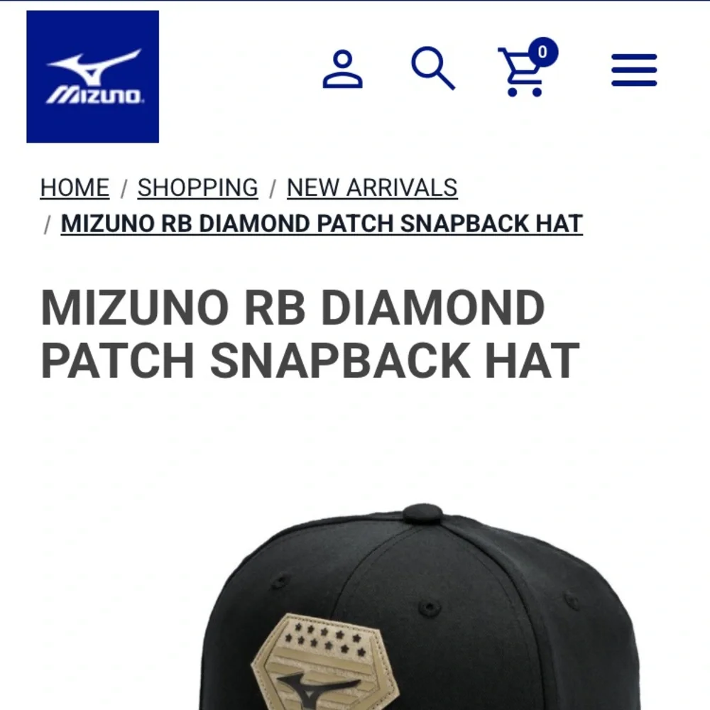 New w Tag: Mizuno RB Diamond Patch SnapBack Hat. One Size